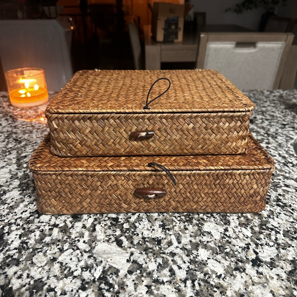 Natural Woven Storage Box Set